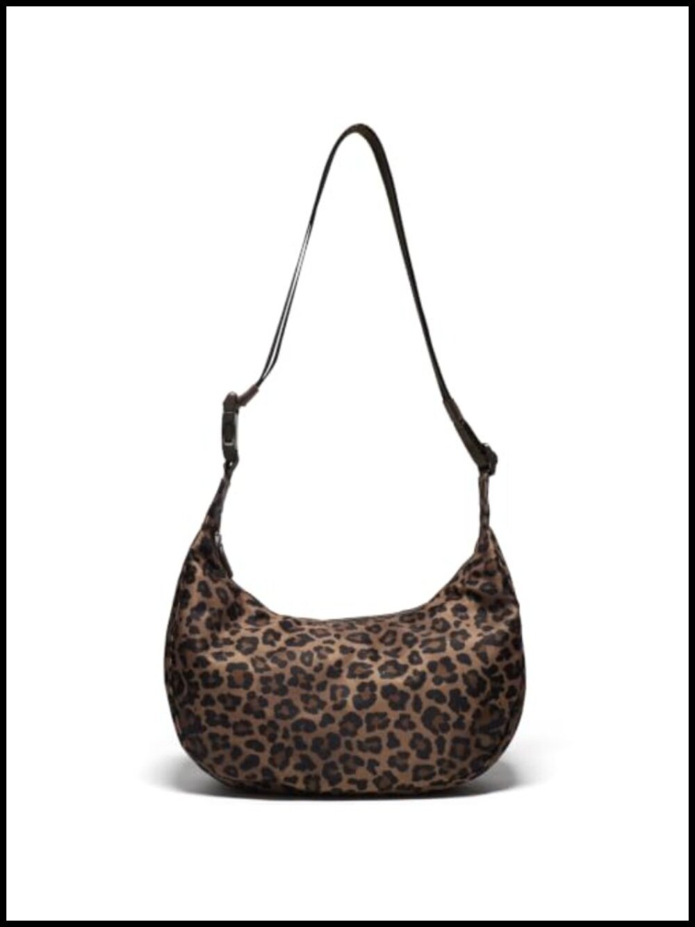 Washed Crinkle Nylon Crescent Crossbody Bag Adjustable Strap